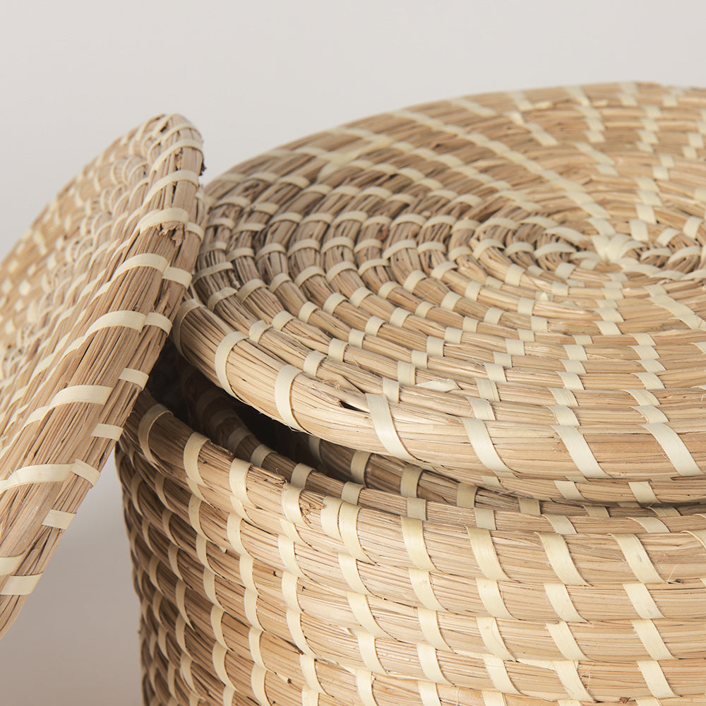 Mercana - Kailini Nesting Seagrass & Palm Leaf Boxes with Lids (Set of 3) - 70231 view 5