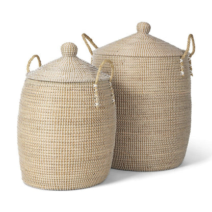 Mercana - Kairi Seagrass Floor Baskets w/ Lids and Handles (Set of 2) - 70225 view 1