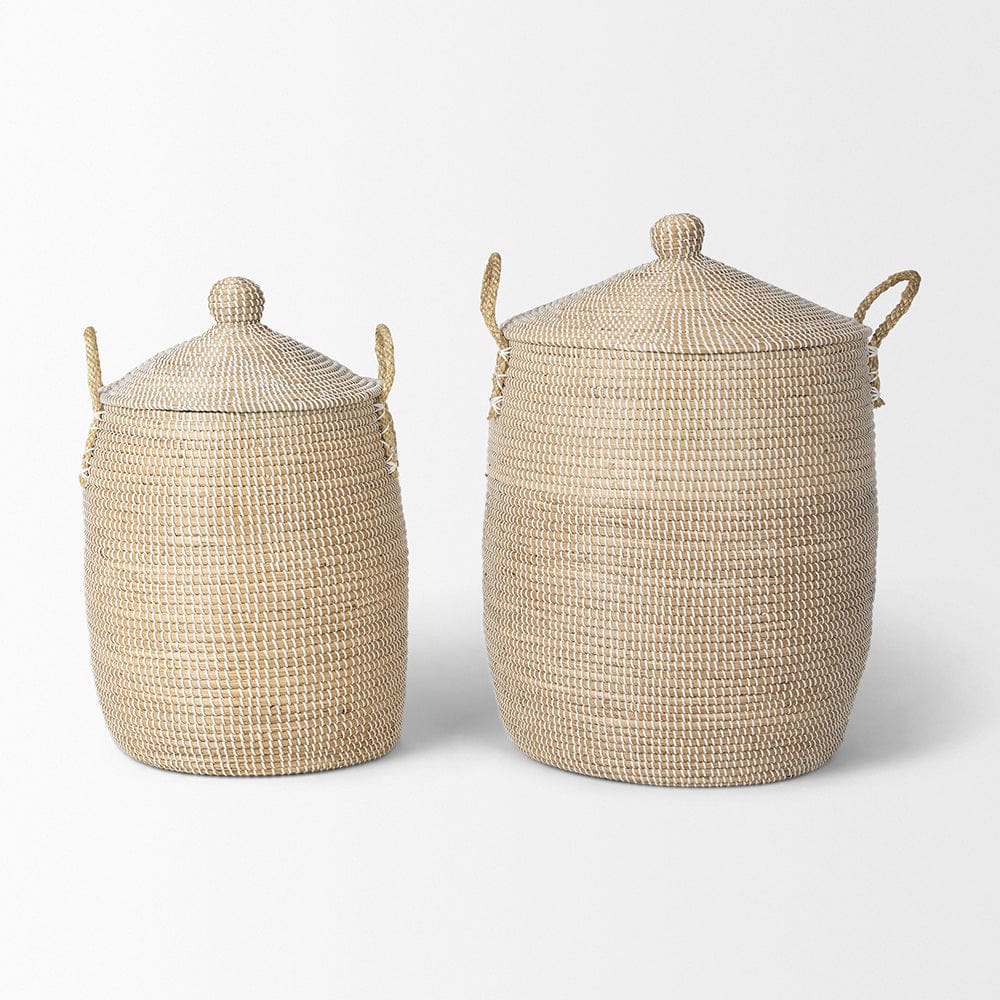 Mercana - Kairi Seagrass Floor Baskets w/ Lids and Handles (Set of 2) - 70225 view 2