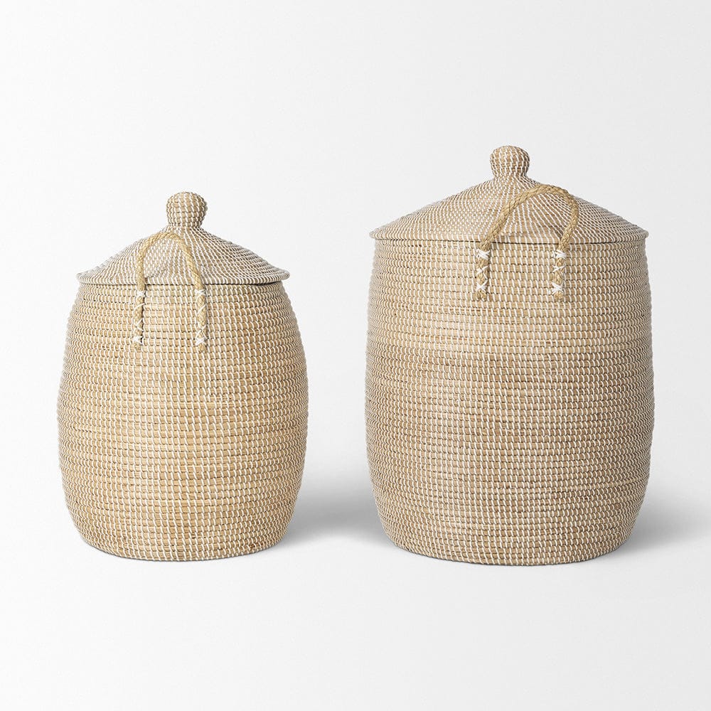 Mercana - Kairi Seagrass Floor Baskets w/ Lids and Handles (Set of 2) - 70225 view 3