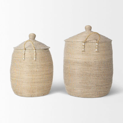 Mercana - Kairi Seagrass Floor Baskets w/ Lids and Handles (Set of 2) - 70225 view 3