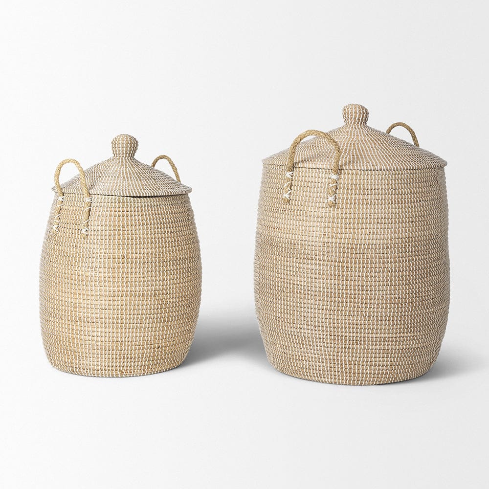 Mercana - Kairi Seagrass Floor Baskets w/ Lids and Handles (Set of 2) - 70225 view 4