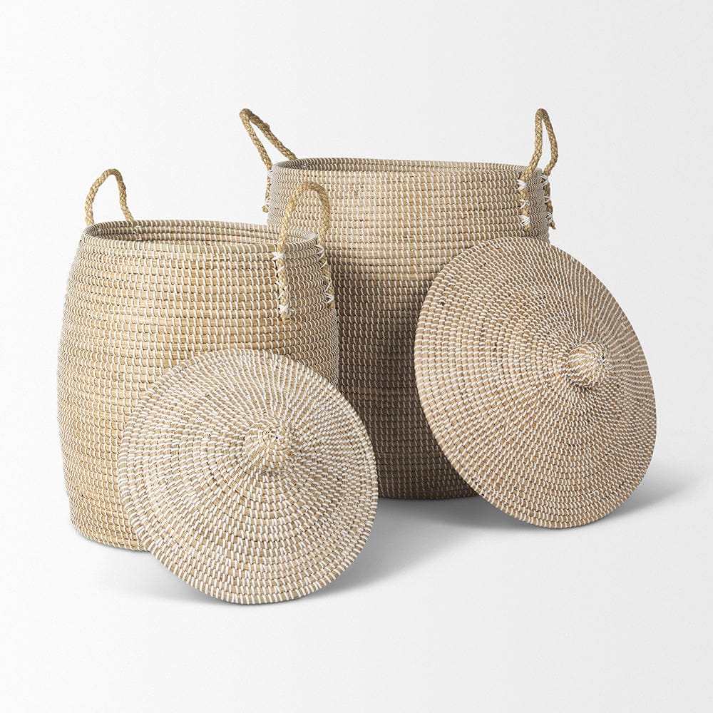 Mercana - Kairi Seagrass Floor Baskets w/ Lids and Handles (Set of 2) - 70225 view 5