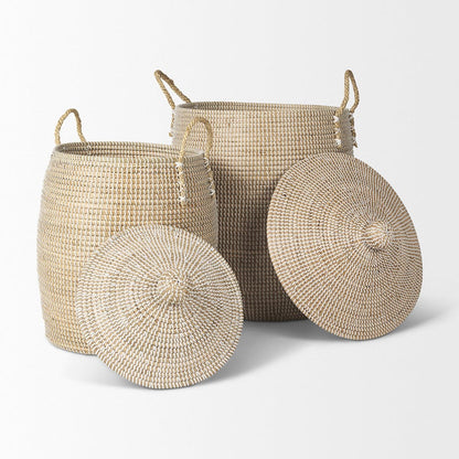 Mercana - Kairi Seagrass Floor Baskets w/ Lids and Handles (Set of 2) - 70225 view 5