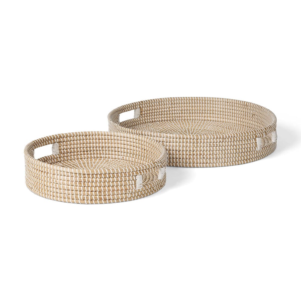 Mercana - Kalama Large Round Seagrass Trays w/ Handles (Set of 2) - 70233 view 1