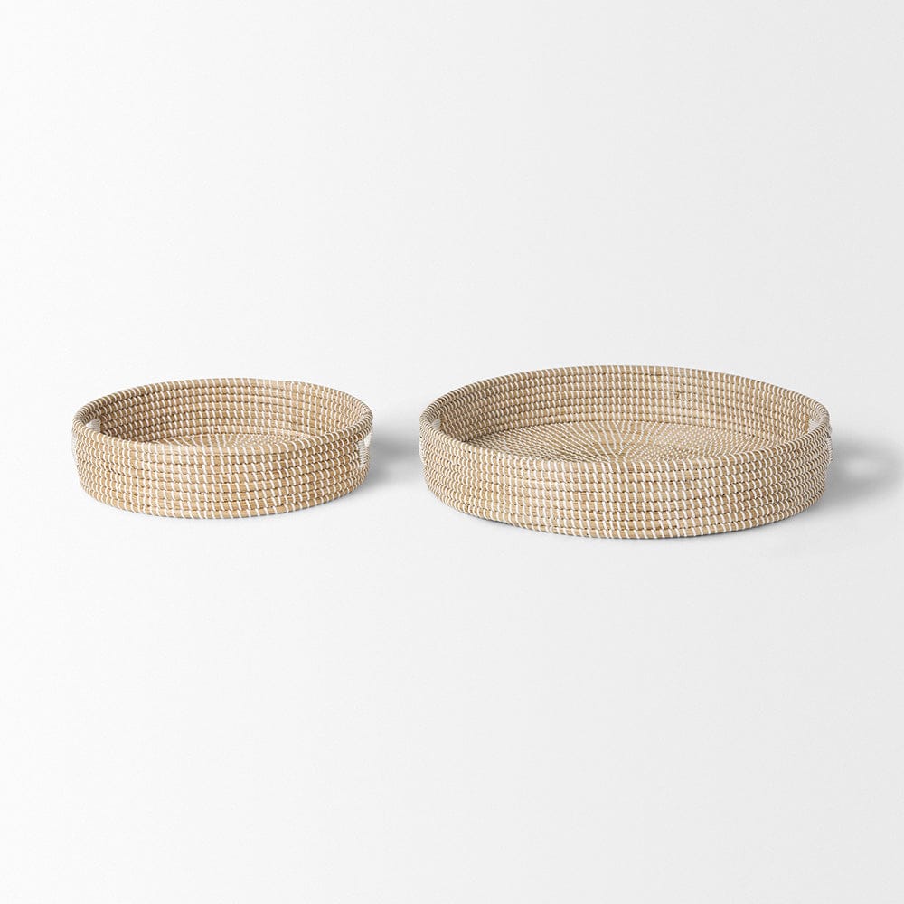 Mercana - Kalama Large Round Seagrass Trays w/ Handles (Set of 2) - 70233 view 3