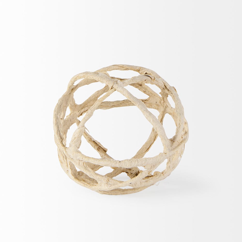 Mercana - Kali 4.5L x 4.5W x 4.5H Small Beige Decorative Metal and Paper Object - 69670_CLOSEOUT view 3