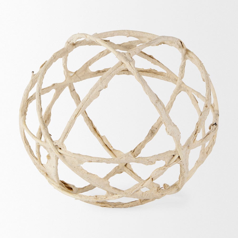 Mercana - Kali 6.7L x 6.7W x 6.7H Large Beige Decorative Metal and Paper Object - 69671 view 3