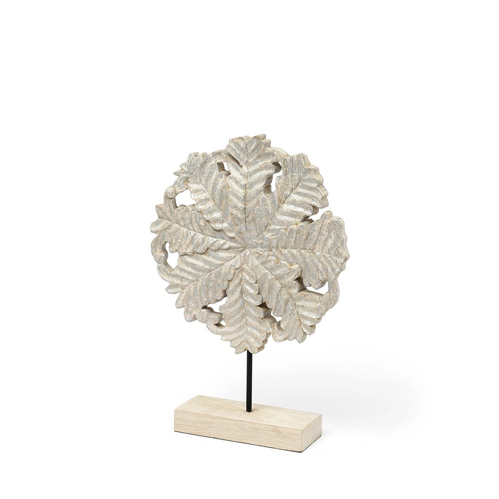 Mercana - Kamara I Small 12L x 4W White Washed Wood W/Antiqued Silver Botanical Decorative Object - 68169_CLOSEOUT view 1