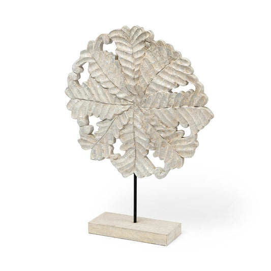 Mercana - Kamara II Large 16L x 4W White Washed Wood W/Antiqued Silver Botanical Decorative Object - 68170_CLOSEOUT view 1