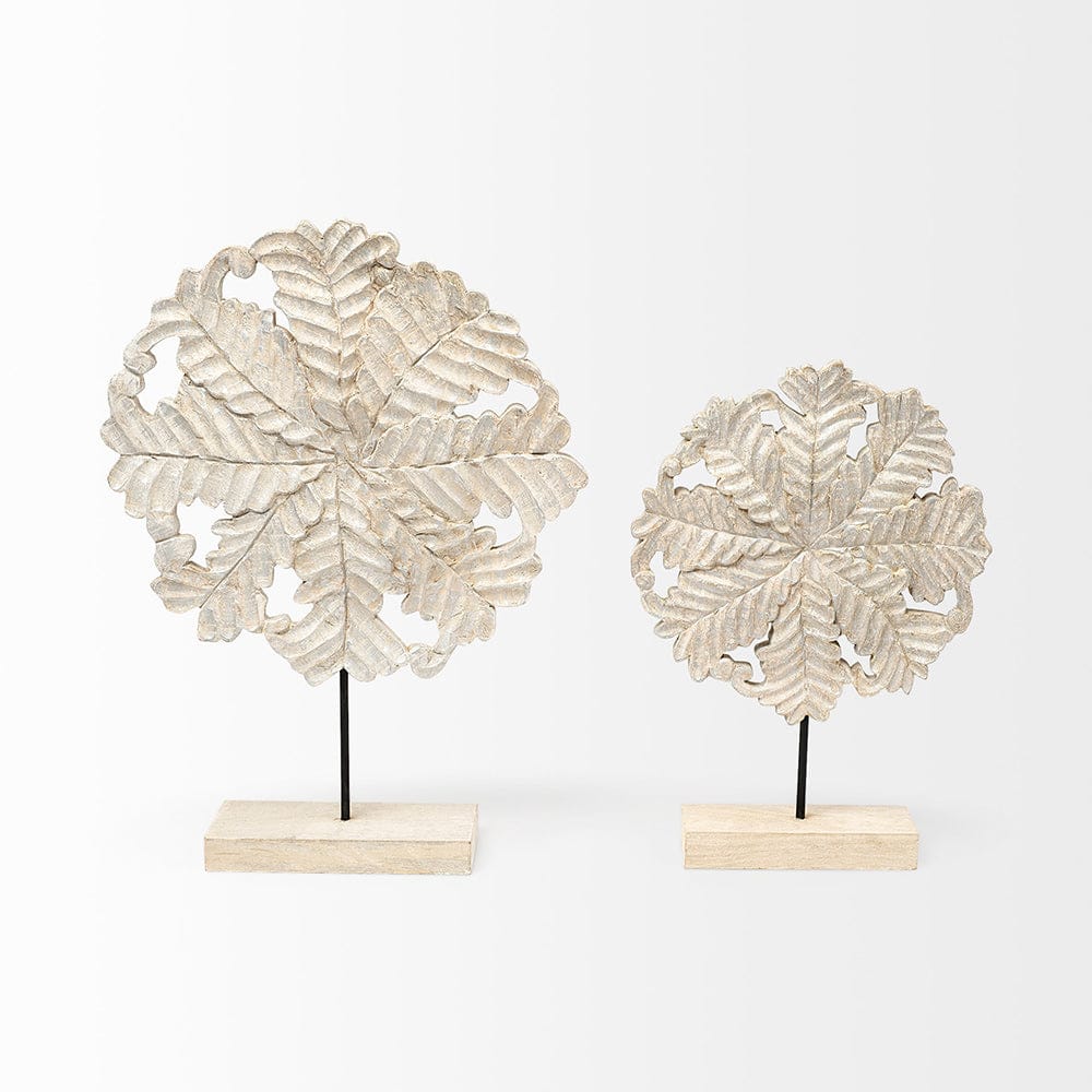Mercana - Kamara II Large 16L x 4W White Washed Wood W/Antiqued Silver Botanical Decorative Object - 68170_CLOSEOUT view 5