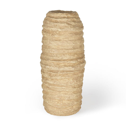 Mercana - Kamli Large Beige Paper Mache Vase - 70213_CLOSEOUT view 1