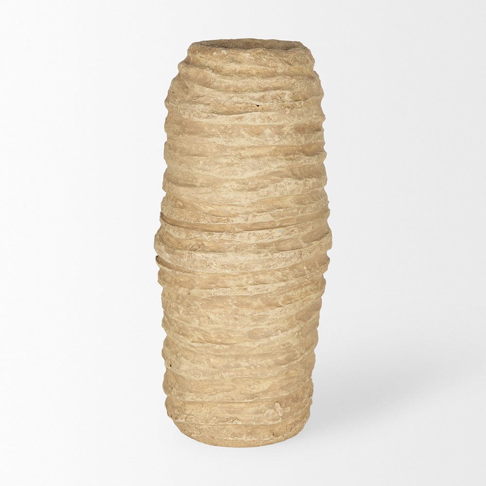 Mercana - Kamli Large Beige Paper Mache Vase - 70213_CLOSEOUT view 2