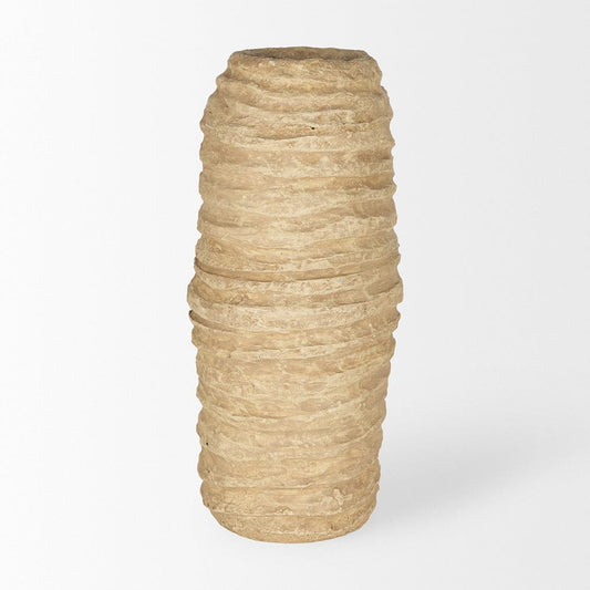 Mercana - Kamli Large Beige Paper Mache Vase - 70213_CLOSEOUT view 2