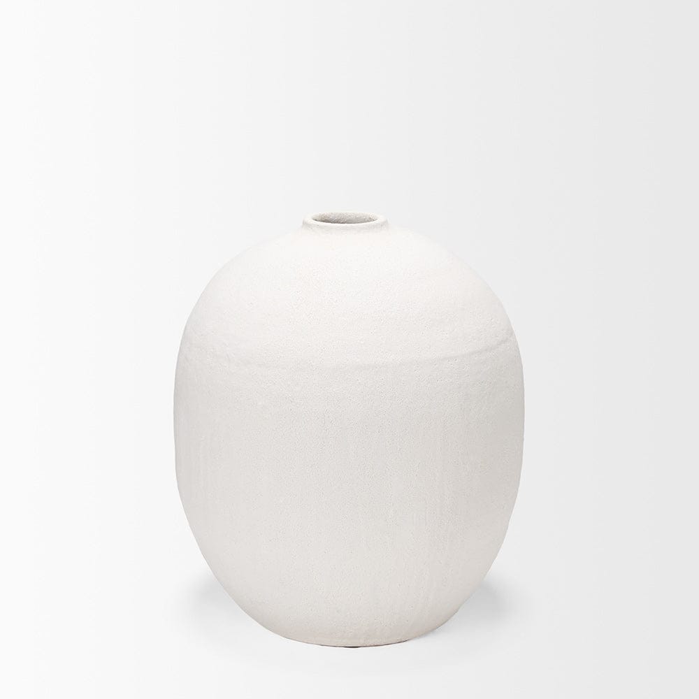 Mercana - Karakum I Short White Textured Ceramic Vase - 67678 view 2