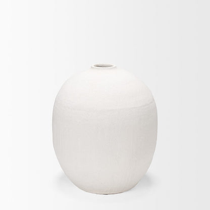Mercana - Karakum I Short White Textured Ceramic Vase - 67678 view 2