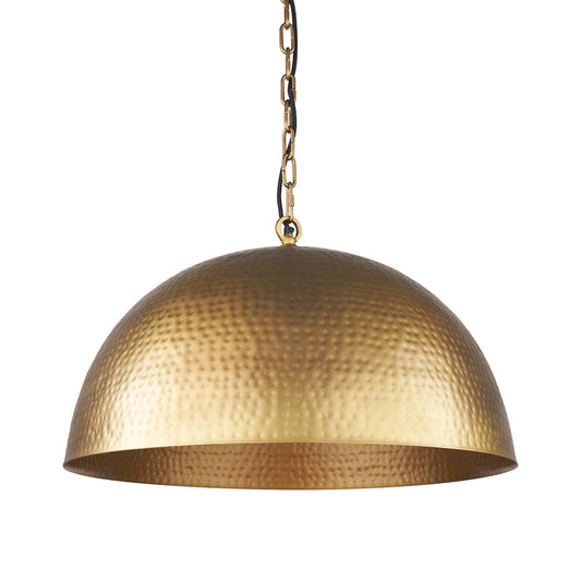 Mercana - Karina 24" Round Brass-tone Hammered Metal Dome Pendant Light - 70100 view 1