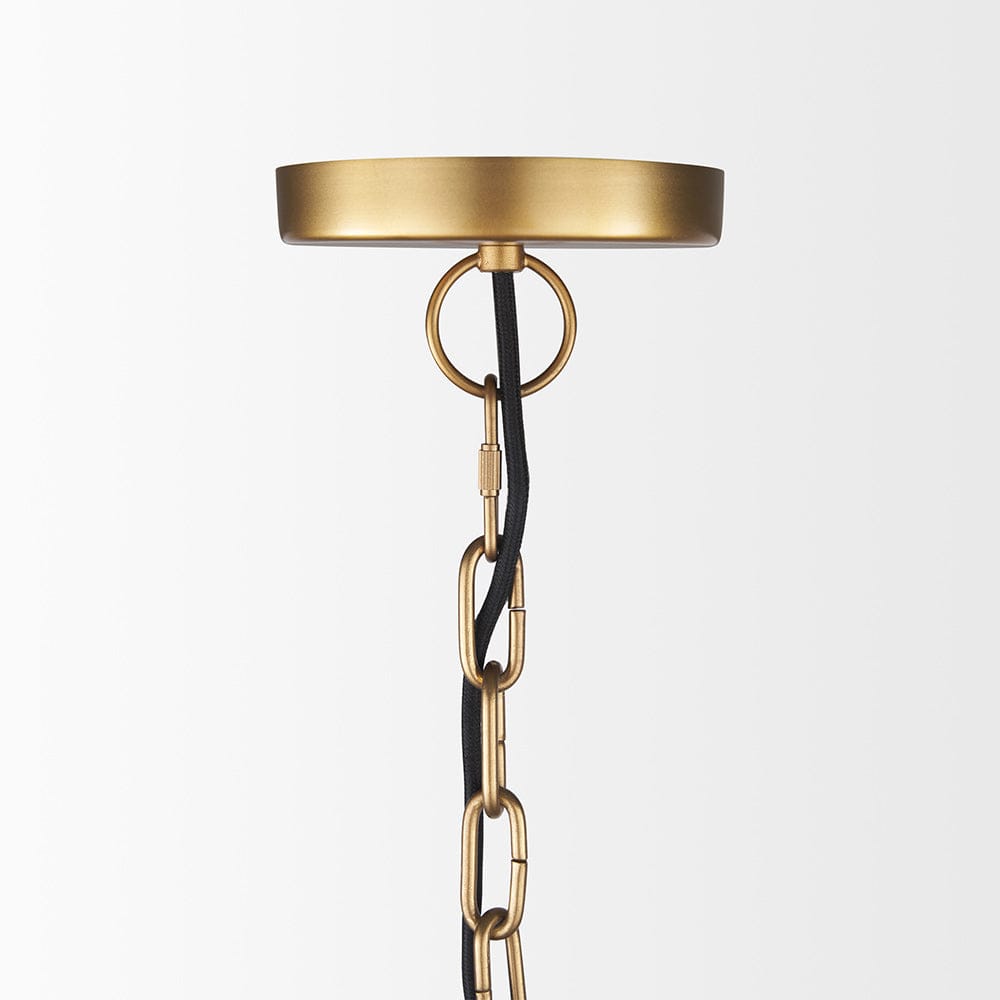 Mercana - Karina 24" Round Brass-tone Hammered Metal Dome Pendant Light - 70100 view 3