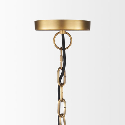 Mercana - Karina 24" Round Brass-tone Hammered Metal Dome Pendant Light - 70100 view 3