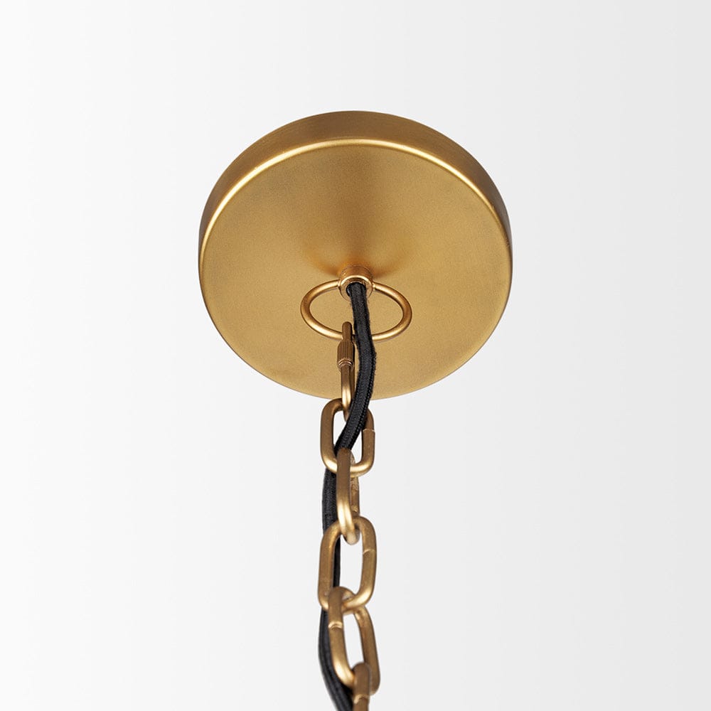 Mercana - Karina 24" Round Brass-tone Hammered Metal Dome Pendant Light - 70100 view 4