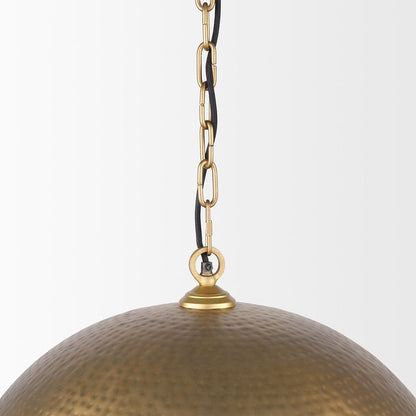 Mercana - Karina 24" Round Brass-tone Hammered Metal Dome Pendant Light - 70100 view 5