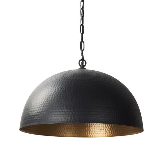 Mercana - Karina 24" Round Matte Black Hammered Metal Dome Pendant Light - 70057 view 1