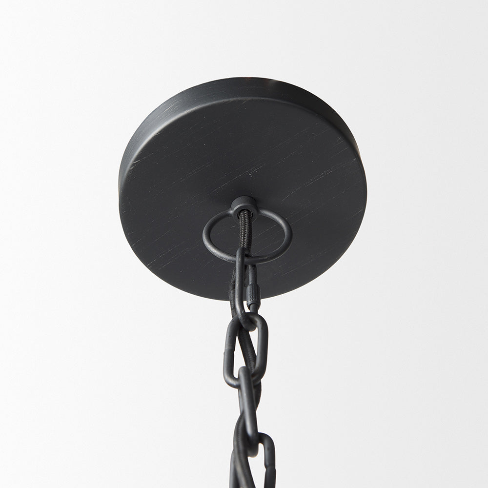 Mercana - Karina 24" Round Matte Black Hammered Metal Dome Pendant Light - 70057 view 4
