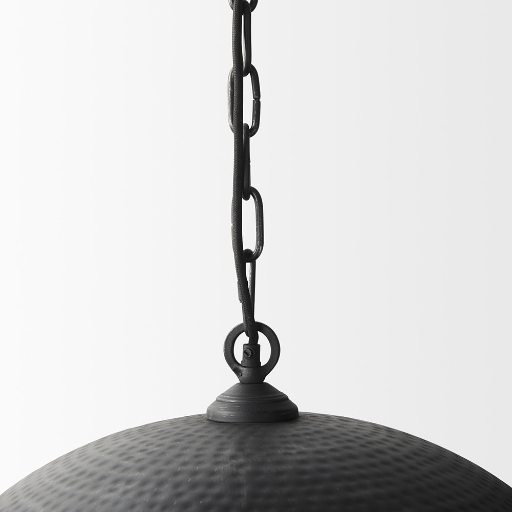 Mercana - Karina 24" Round Matte Black Hammered Metal Dome Pendant Light - 70057 view 5
