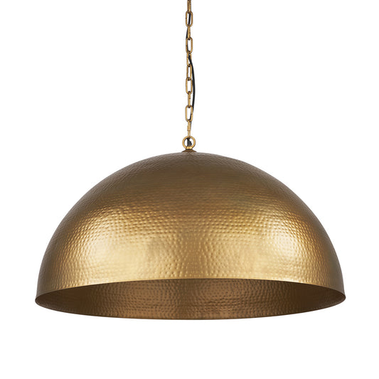 Mercana - Karina 36" Round Brass-tone Hammered Metal Dome Pendant Light - 70101 view 1