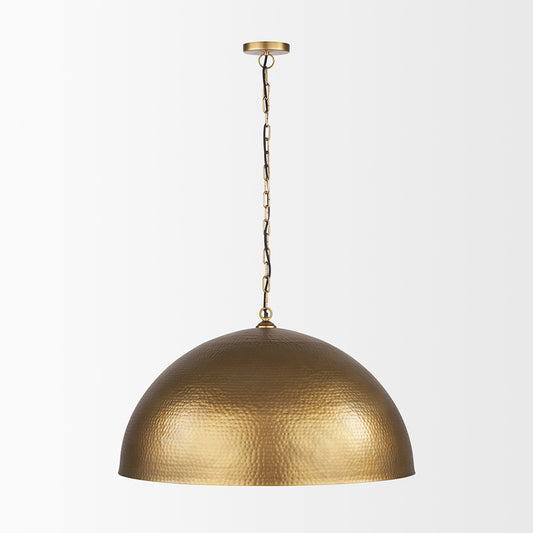 Mercana - Karina 36" Round Brass-tone Hammered Metal Dome Pendant Light - 70101 view 2