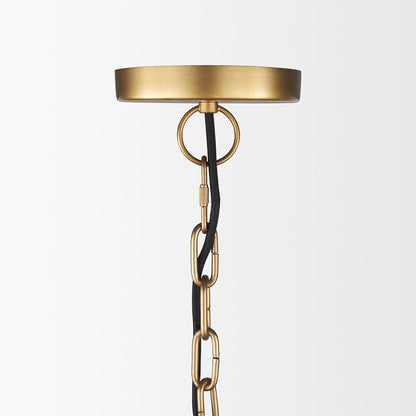 Mercana - Karina 36" Round Brass-tone Hammered Metal Dome Pendant Light - 70101 view 3