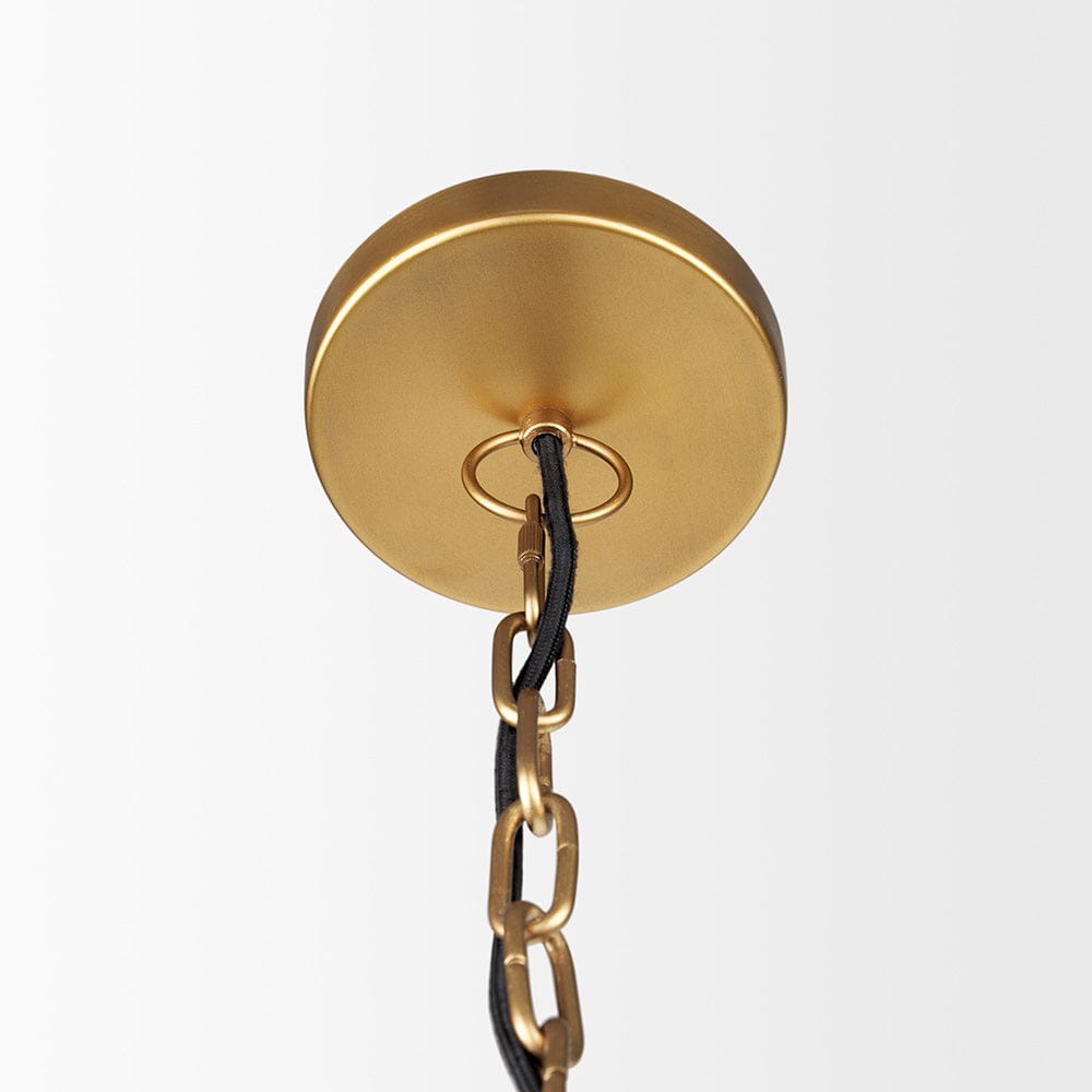 Mercana - Karina 36" Round Brass-tone Hammered Metal Dome Pendant Light - 70101 view 4