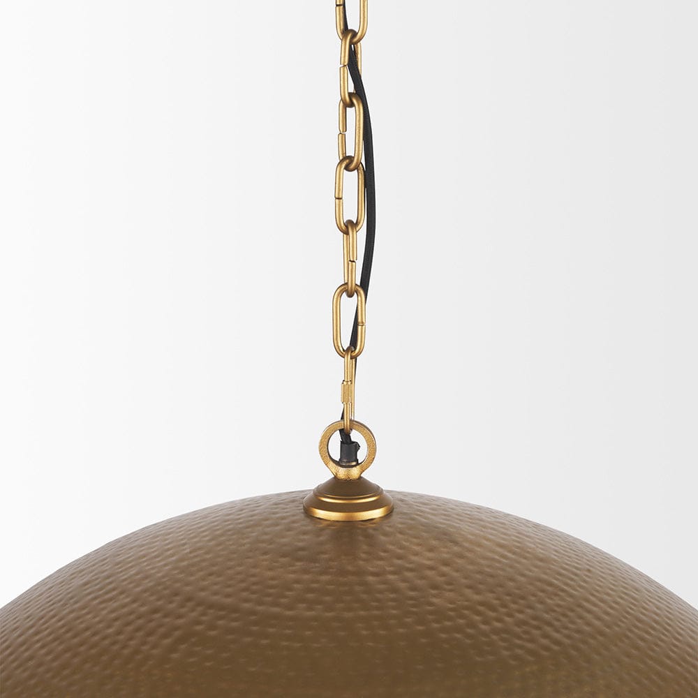 Mercana - Karina 36" Round Brass-tone Hammered Metal Dome Pendant Light - 70101 view 5