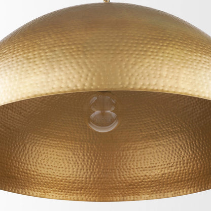 Mercana - Karina 36" Round Brass-tone Hammered Metal Dome Pendant Light - 70101 view 7