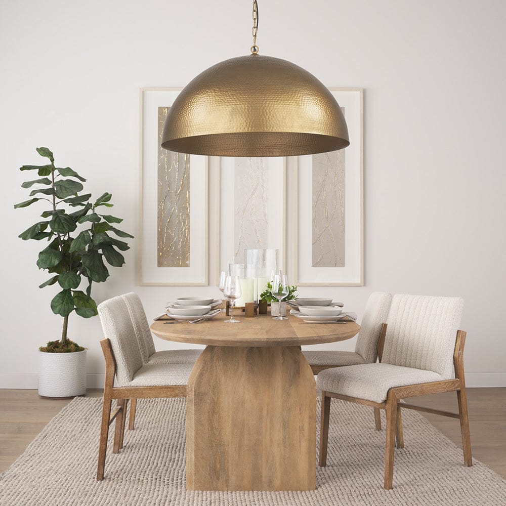 Mercana - Karina 36" Round Brass-tone Hammered Metal Dome Pendant Light - 70101 view 8