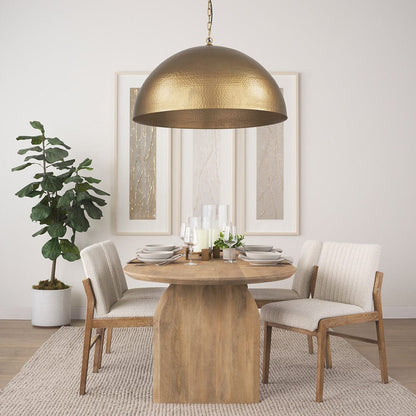 Mercana - Karina 36" Round Brass-tone Hammered Metal Dome Pendant Light - 70101 view 8