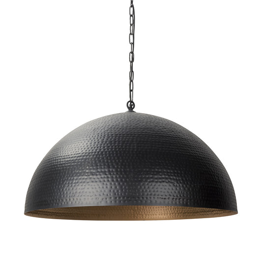 Mercana - Karina 36" Round Matte Black Hammered Metal Dome Pendant Light - 70058 view 1