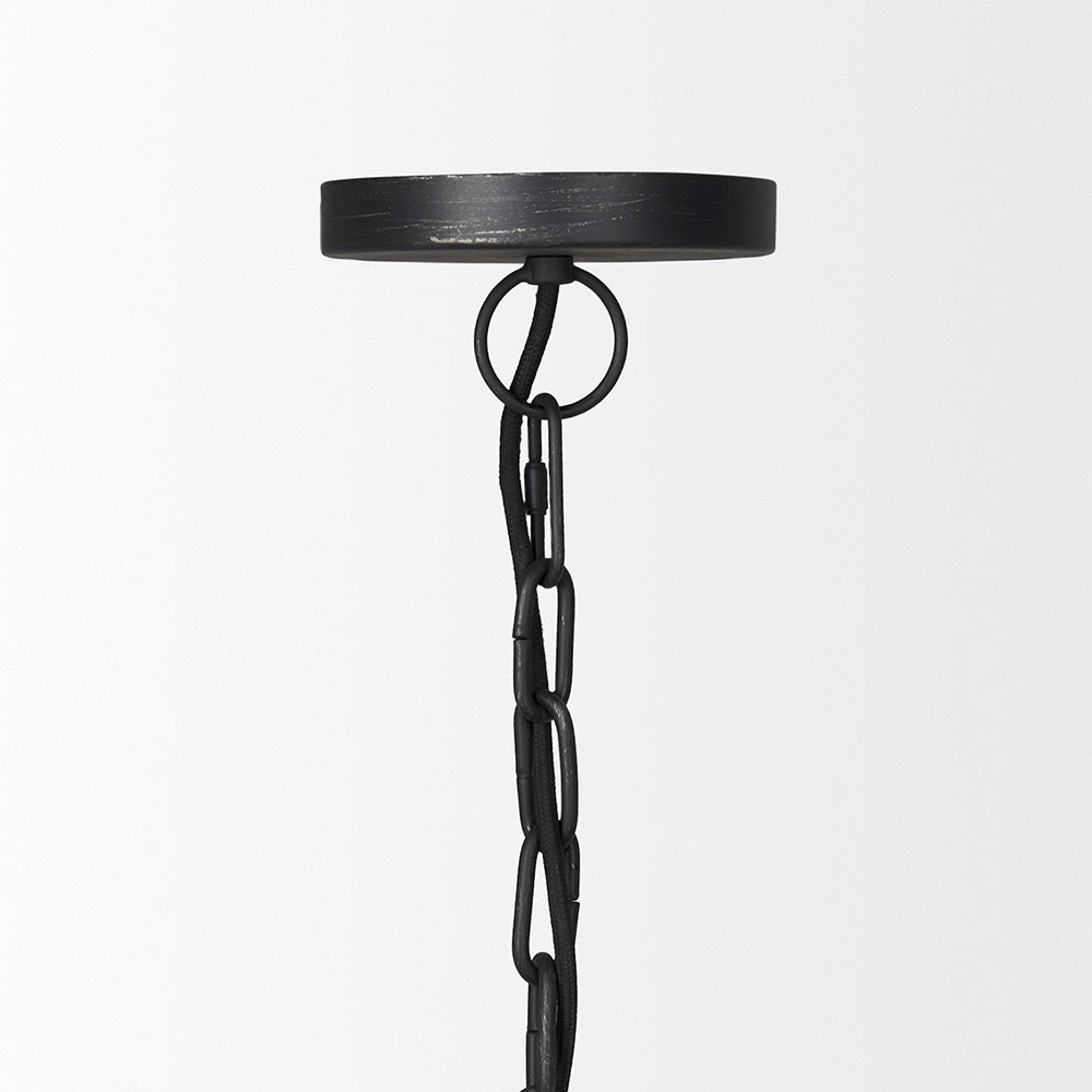 Mercana - Karina 36" Round Matte Black Hammered Metal Dome Pendant Light - 70058 view 3
