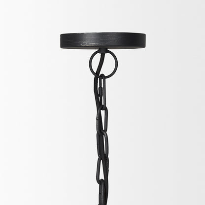 Mercana - Karina 36" Round Matte Black Hammered Metal Dome Pendant Light - 70058 view 3