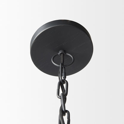 Mercana - Karina 36" Round Matte Black Hammered Metal Dome Pendant Light - 70058 view 4