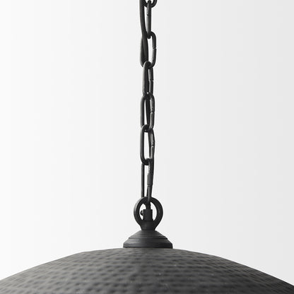 Mercana - Karina 36" Round Matte Black Hammered Metal Dome Pendant Light - 70058 view 5