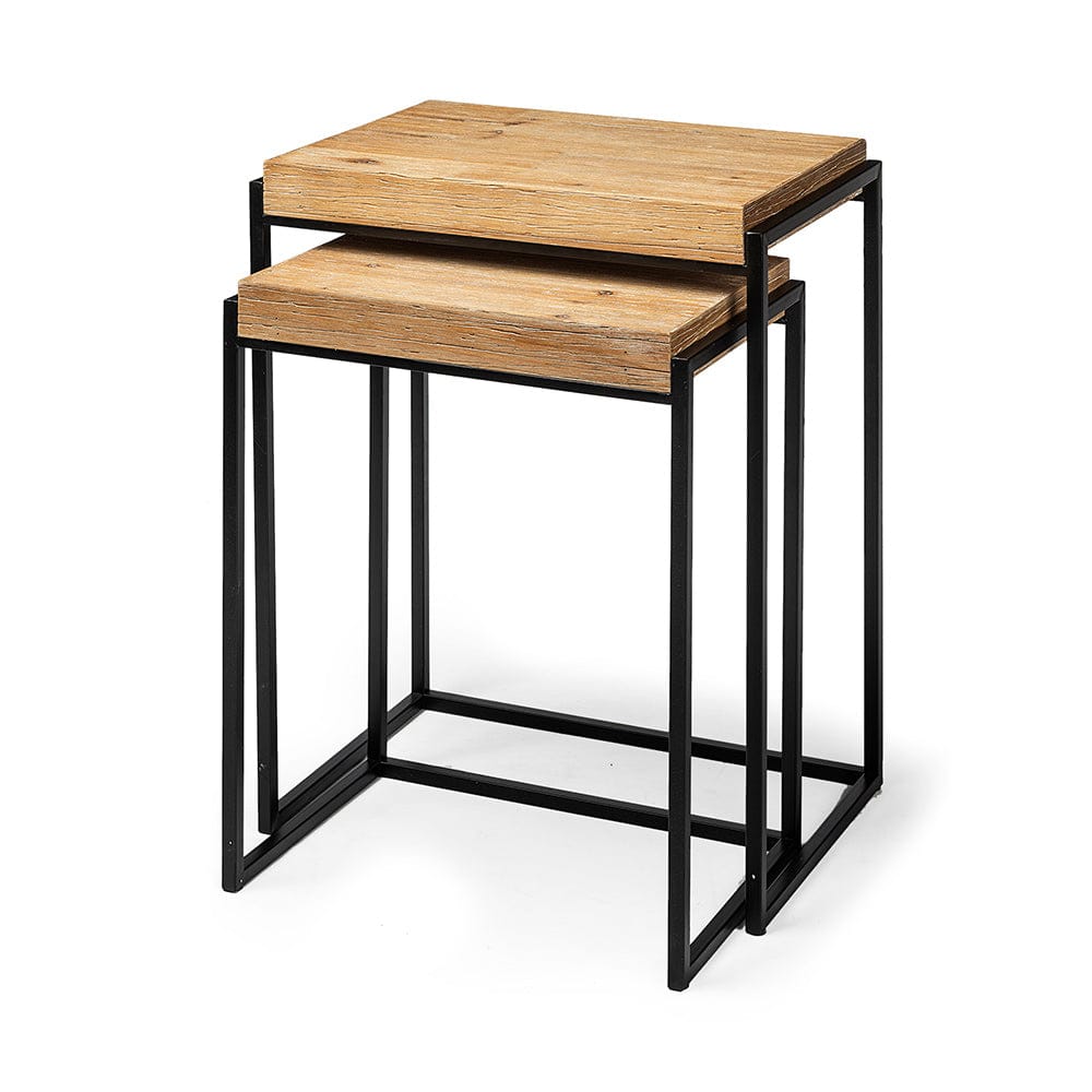 Mercana - Karissa 19.3L x 13W x 24.8H Light Brown Wood Top W/Black Metal Base Nesting Accent Tables (Set of 2) - 69337 view 1