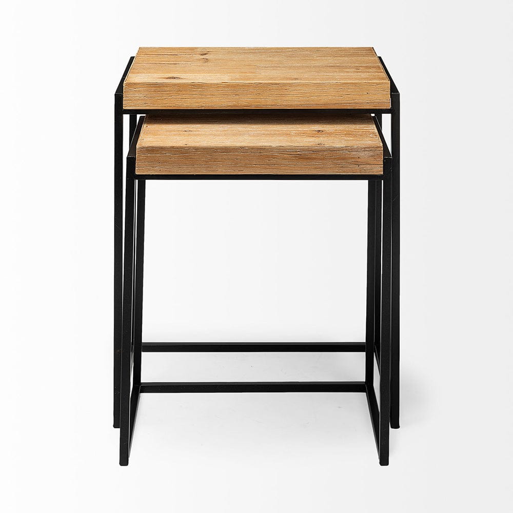 Mercana - Karissa 19.3L x 13W x 24.8H Light Brown Wood Top W/Black Metal Base Nesting Accent Tables (Set of 2) - 69337 view 2