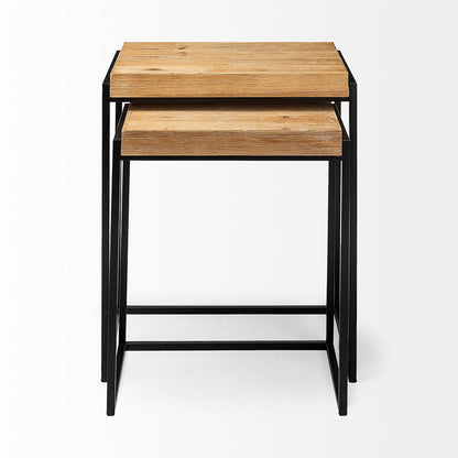 Mercana - Karissa 19.3L x 13W x 24.8H Light Brown Wood Top W/Black Metal Base Nesting Accent Tables (Set of 2) - 69337 view 2