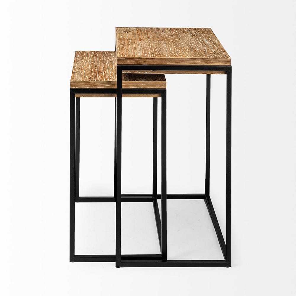 Mercana - Karissa 19.3L x 13W x 24.8H Light Brown Wood Top W/Black Metal Base Nesting Accent Tables (Set of 2) - 69337 view 3