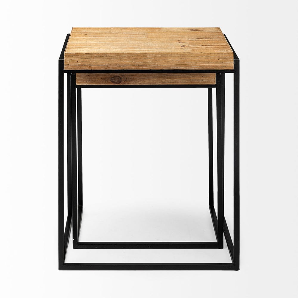 Mercana - Karissa 19.3L x 13W x 24.8H Light Brown Wood Top W/Black Metal Base Nesting Accent Tables (Set of 2) - 69337 view 4