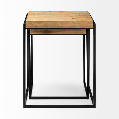 Mercana - Karissa 19.3L x 13W x 24.8H Light Brown Wood Top W/Black Metal Base Nesting Accent Tables (Set of 2) - 69337 view 4