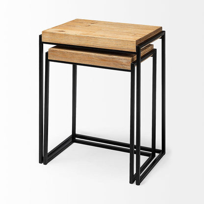 Mercana - Karissa 19.3L x 13W x 24.8H Light Brown Wood Top W/Black Metal Base Nesting Accent Tables (Set of 2) - 69337 view 5