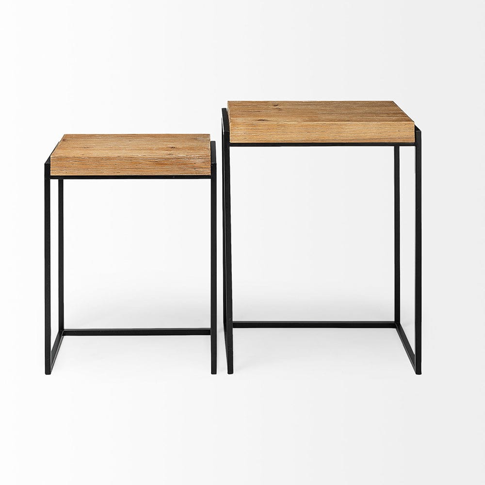 Mercana - Karissa 19.3L x 13W x 24.8H Light Brown Wood Top W/Black Metal Base Nesting Accent Tables (Set of 2) - 69337 view 6