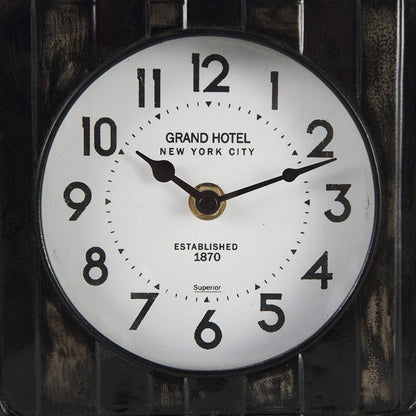 Mercana - Karl 6.0L x 3.0W x 6.8H Rustic Black Iron Rounded Square Table Clock - 69487 view 6